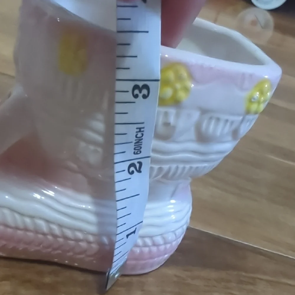 Pink and White Ceramic Boot Wall Decor